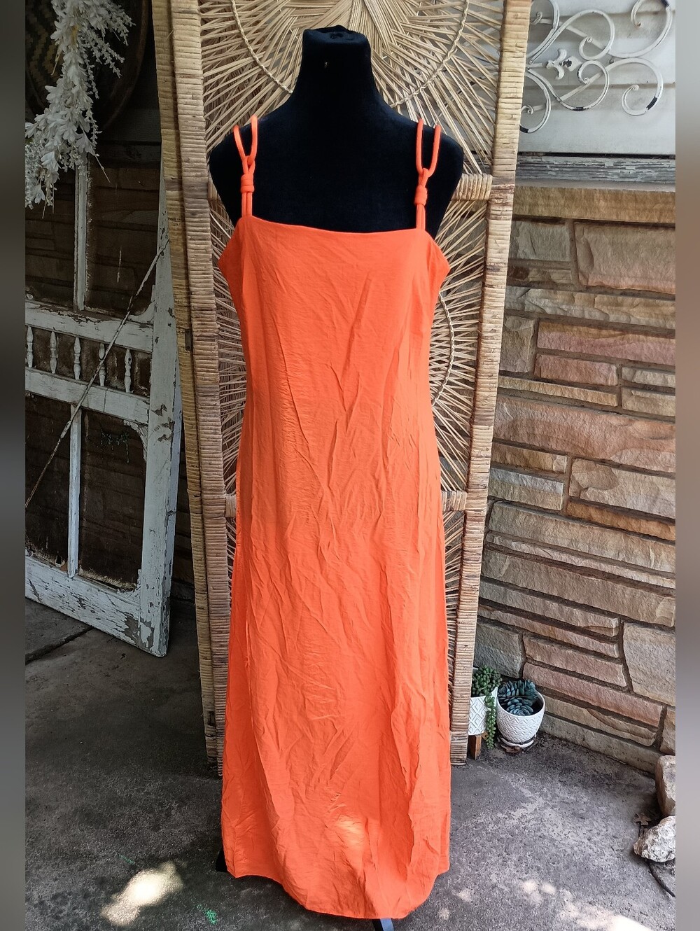 ANTONIO MELANI Orange Maxi Dress with Knot Straps